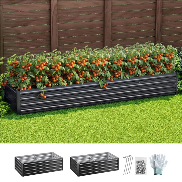 Raised Garden Bed 320X80X45cm Ergonomic Planter Box Raised Container Galvanised Herb