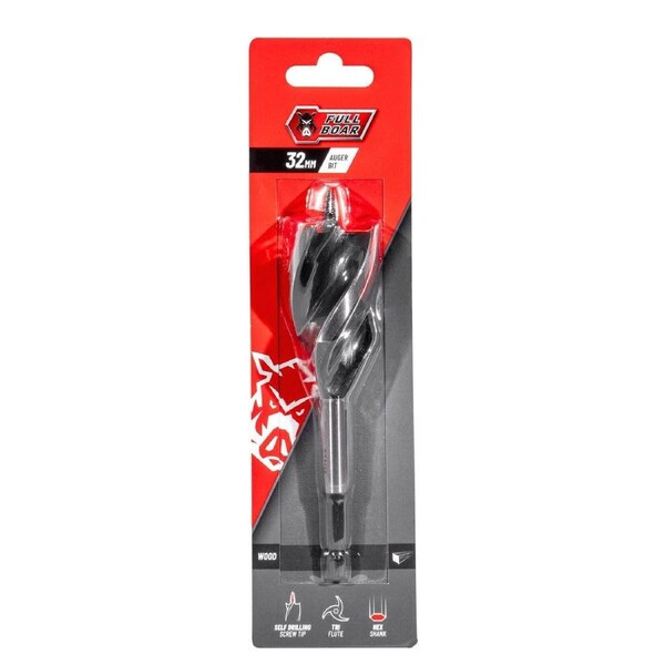 Full Boar 32mm Auger Bit Fab 32 - Steel - Self-Drilling - Tri-Flute Design