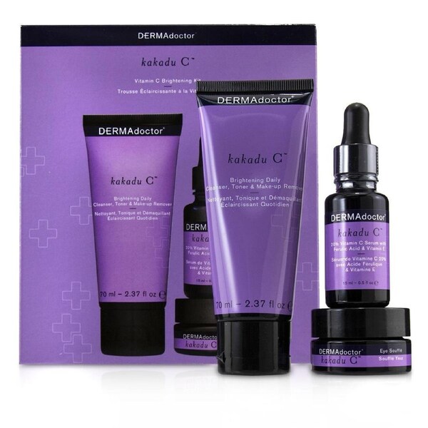 DERMAdoctor Kakadu C Vitamin C Brightening Kit: Daily Cleanser 70ml + 20% Vitamin C Serum 15ml + Eye Souffle 15ml 3pcs 3pcs