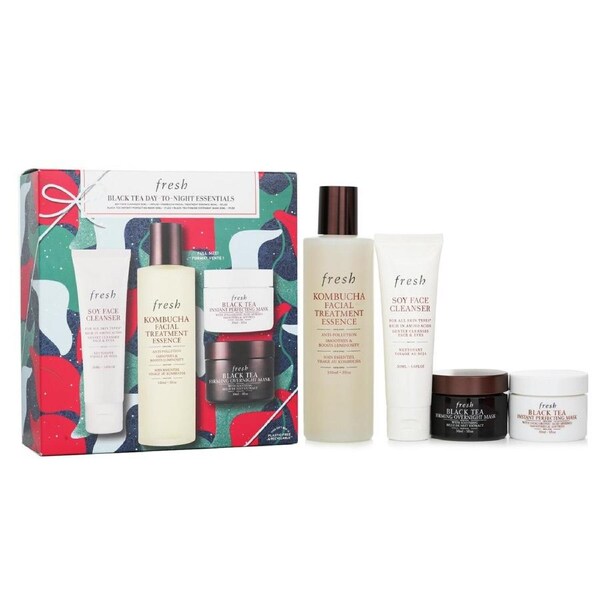 Fresh Black Tea Set: Soy Face Cleanser+Kombucha F.T. Essence+Instant Perfecting Mask+Firming Overnight Mask 4pcs 4pcs