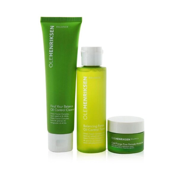 Ole Henriksen Balance It All Oil Control & Pore-Refining Set: Cleanser 60ml + Toner 65ml + Moisturizer 15ml 3pcs 3pcs