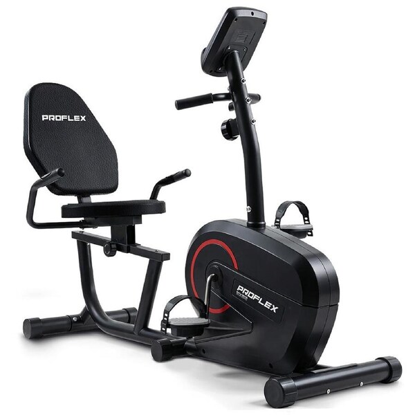 Proflex Magnetic Recumbent Exercise Bike LCD Display, Heart Rate Sensors, Adjustable Seat, 8-Level Resistance, Comfortable Seated Home Cardio Fitness Machine