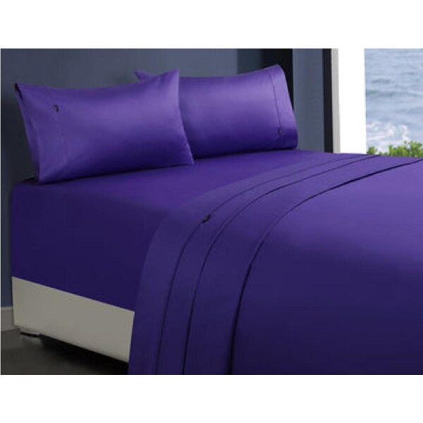Egyptian Cotton 1000TC Fitted Sheet & 2 Pillowcases, Queen, Violet