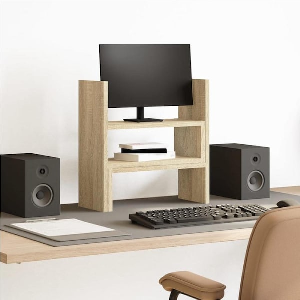 Desk Organiser Adjustable Sonoma Oak 40x17x41 cm Engineered Wood vidaXL