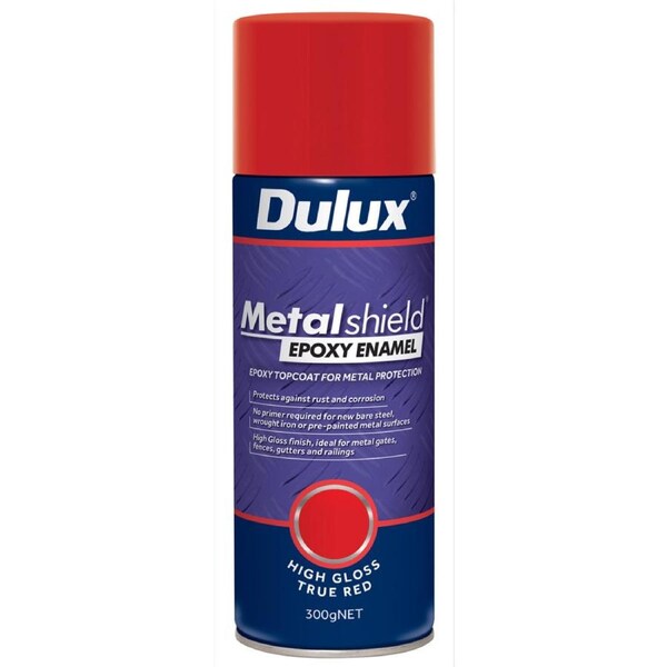 Dulux Metalshield Epoxy Enamel Gloss Spray Paint 300g True Red Durable