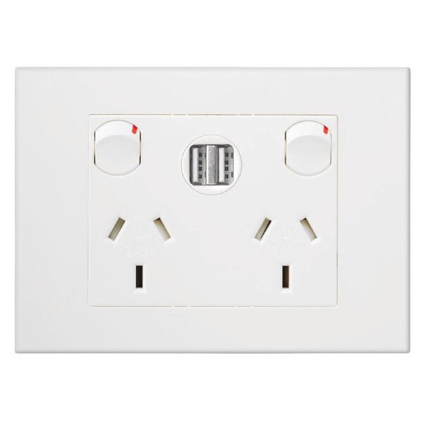HPM VIVO Double Powerpoint - USB Charger 10A - White - Safe & Efficient