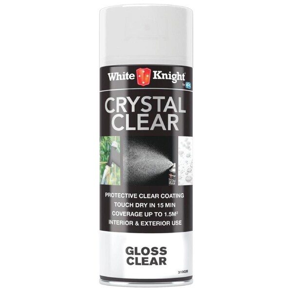 White Knight Crystal Clear Gloss Acrylic Spray Paint 310g Durable Finish