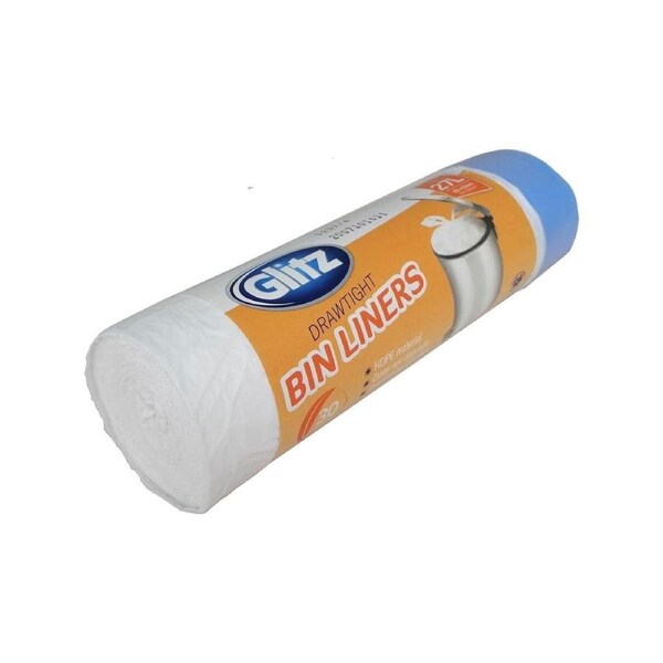 Glitz 27L Kitchen Garbage Bags - 30 Pack - High-Density Polyethylene - Convenient Pull Tie