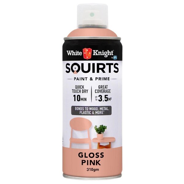 White Knight Squirts Pink Gloss Spray Paint 310g Solvent Based Durable
