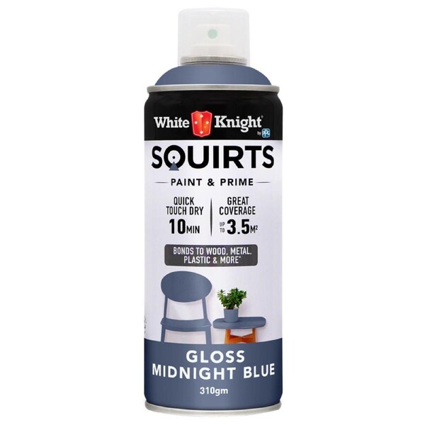 White Knight Squirts Midnight Blue Gloss Spray Paint 310g Durable Finish