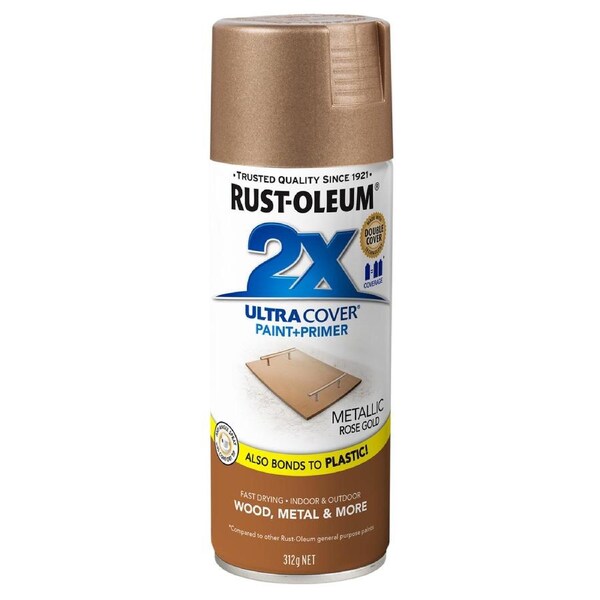Rust-Oleum Rose Gold Metallic Spray Paint 312g Durable Fast-Drying