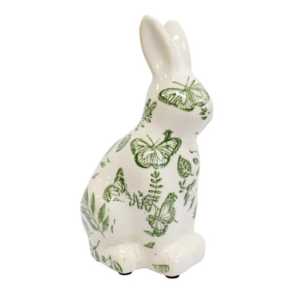 LVD Rabbit Enchanted Ceramic Animal Statue Indoor/Outdoor Decor 20.5x13x9.5cm
