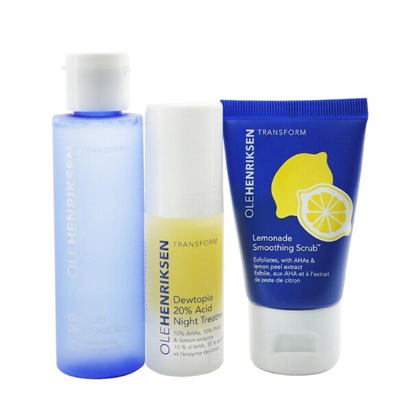Ole Henriksen Acids Done Bright Set: Lemonade Smoothing Scrub 30g + Glow2OH Dark Spot Toner 65ml + Dewtopia 20% Acid Night Treatment 15ml 3pc 3pc