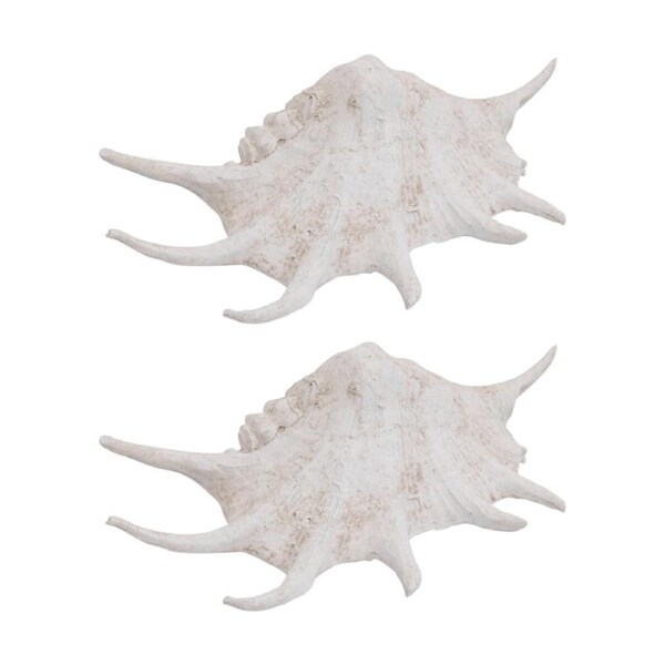 2PK LVD Large Spiny Sea Shell Resin Creature Statue Home Decor 30.5x17x8.5cm