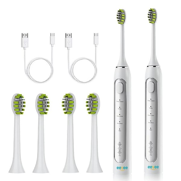eeVee Electric Toothbrush Twin Pack - 2xWhite