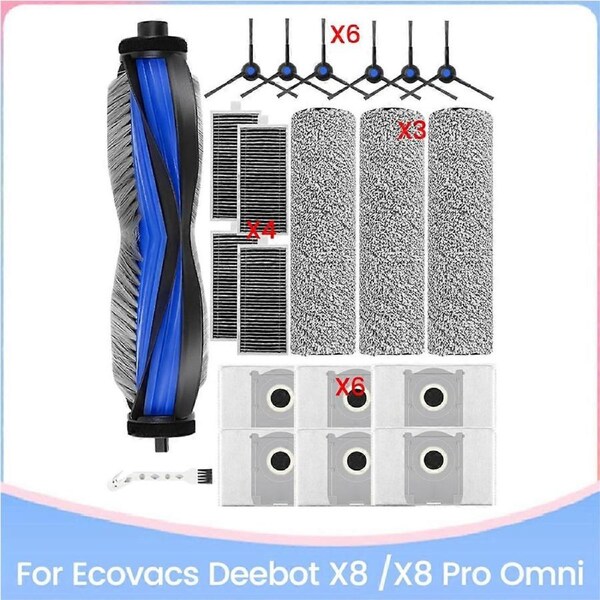 21Pcs for X8 /X8 PRO OMNI Robot Vacuum Cleaner Parts with Dust Bags Filters Main Side Brushes Roller