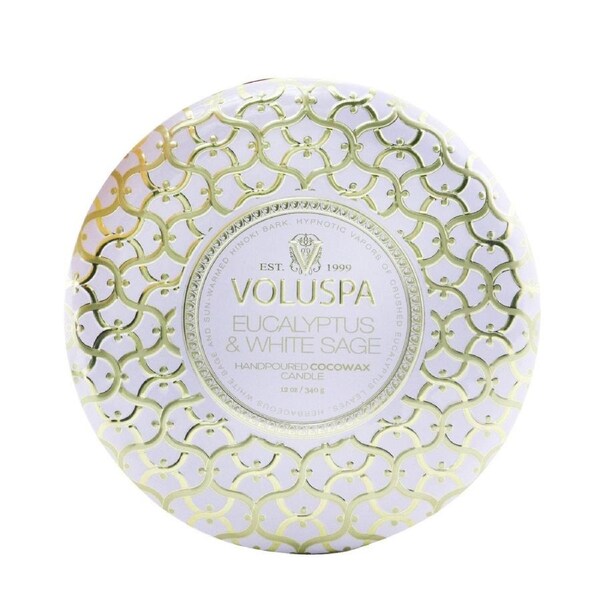 Voluspa 3 Wick Decorative Tin Candle - Eucalyptus & White Sage 340g/12oz 340g/12oz