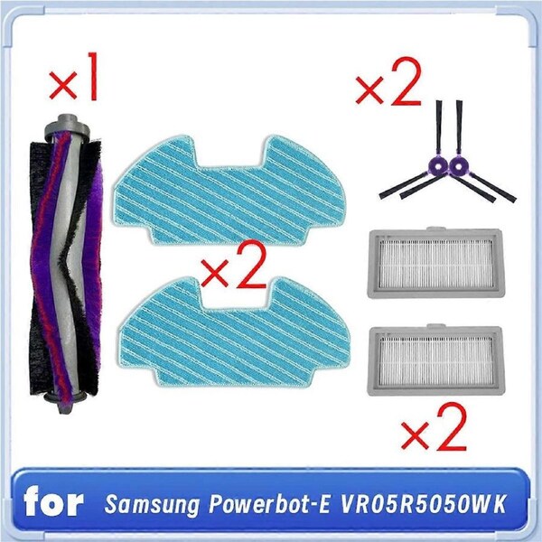 7 Pcs Powerbot-E VR05R5050WK Self Emptying Robot Vacuum Roller Side Brush HEPA Filter Mop Pad