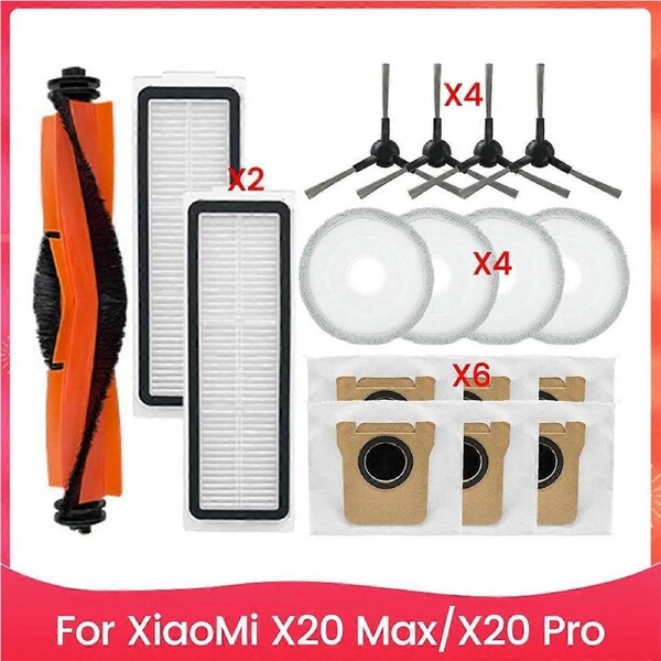 Accessories Kit for X20 Max/X20 Pro Robot Vacuum Parts Main Side Brush Filters Mop Cloth Dust Bag