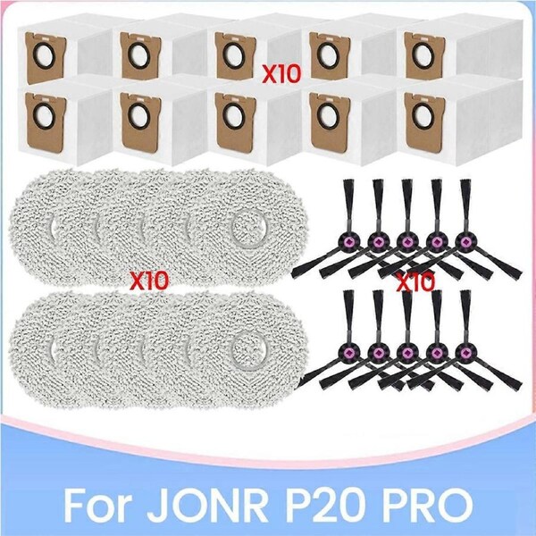 30PCS for P20 PRO Robot Vacuum Cleaner Replacement Accessories Side Brush Mop Cloth Dust Bags Househ