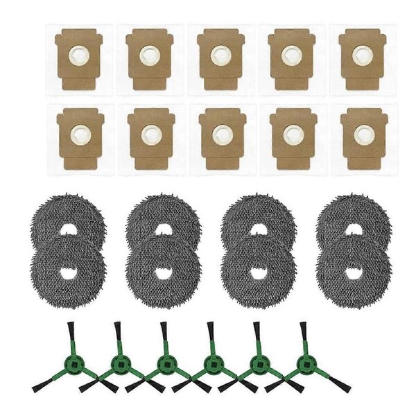 24 Pcs for Q10 PF /Q10 PF+ Sweeper Robot Accessories Side Brush Mop Pad Dust Bag