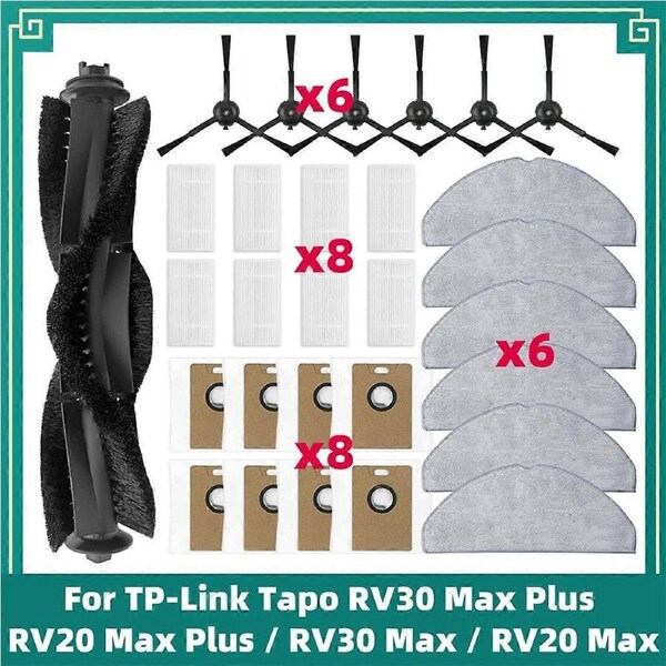 For RV30 Max/RV30 /RV20 Max/RV20 Vacuum Parts Side Brush HEPA Filter Mop Pads Dust Bags