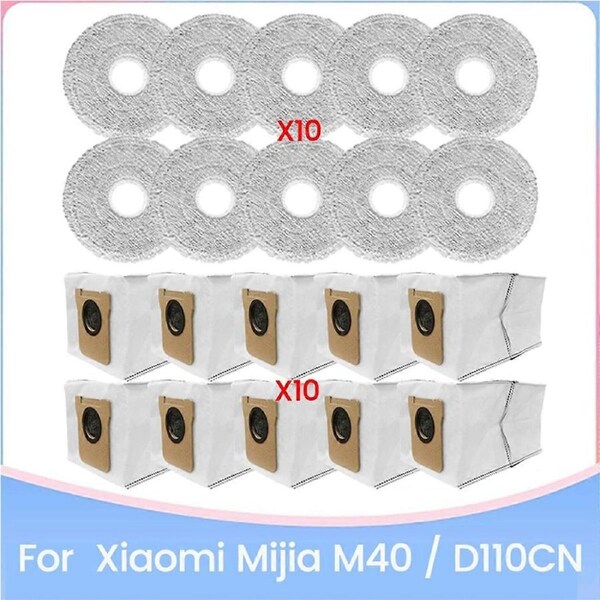20PCS Vacuum Dust Bag and Mop Cloth Set for M40 D110CN Vacuum Cleaner Spare Parts