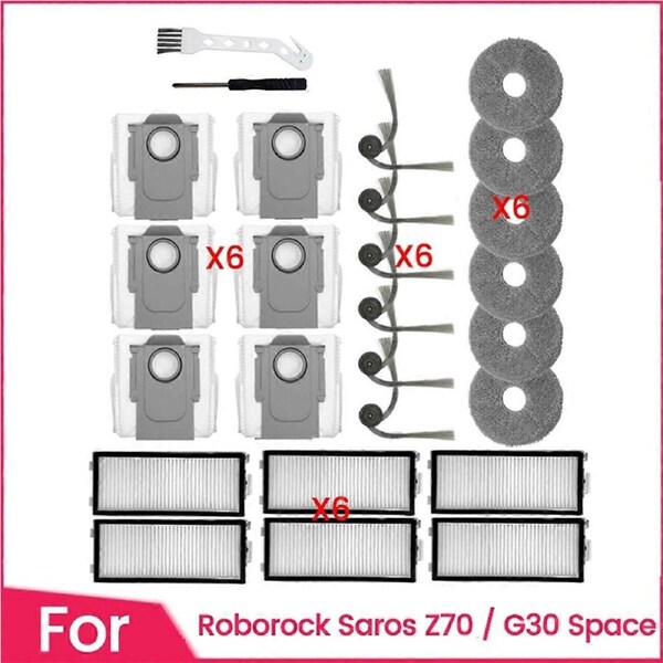 26Pcs for Saros Z70 / G30 Space Vacuum Cleaner Parts Side Brush Filter Mop Pad Dust Bag Sweeper Acce