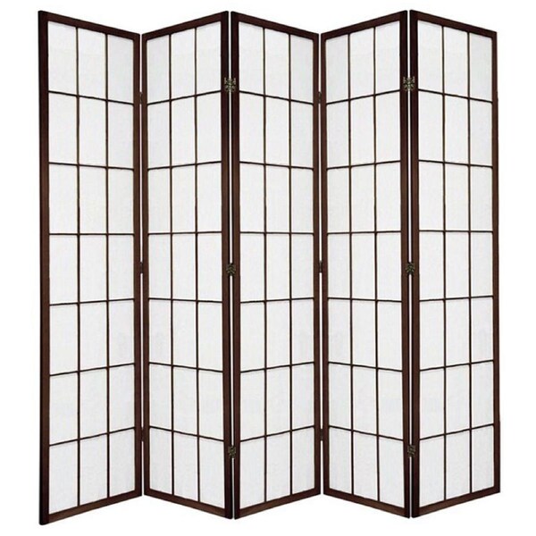 Shoji Room Divider Screen Brown 5 Panel