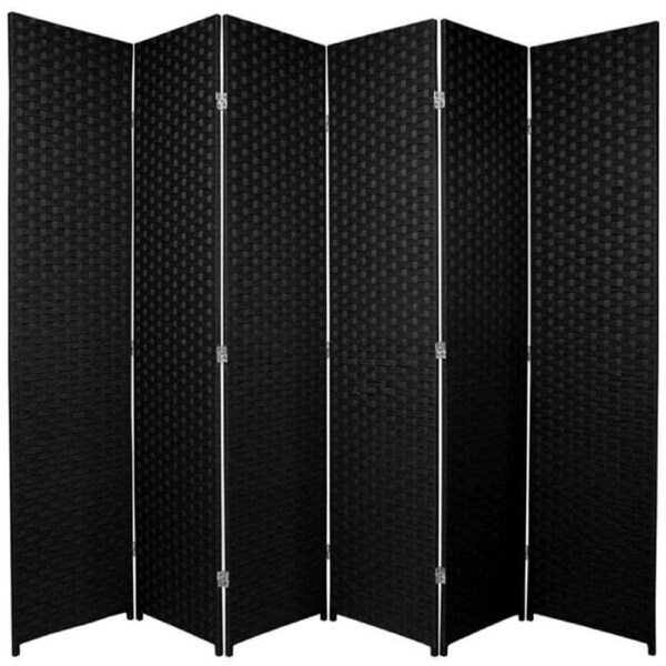 Woven Room Divider Screen Black 6 Panel