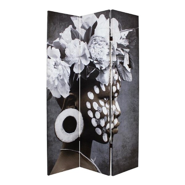 Canvas African Tribal Woman Room Divider Screen