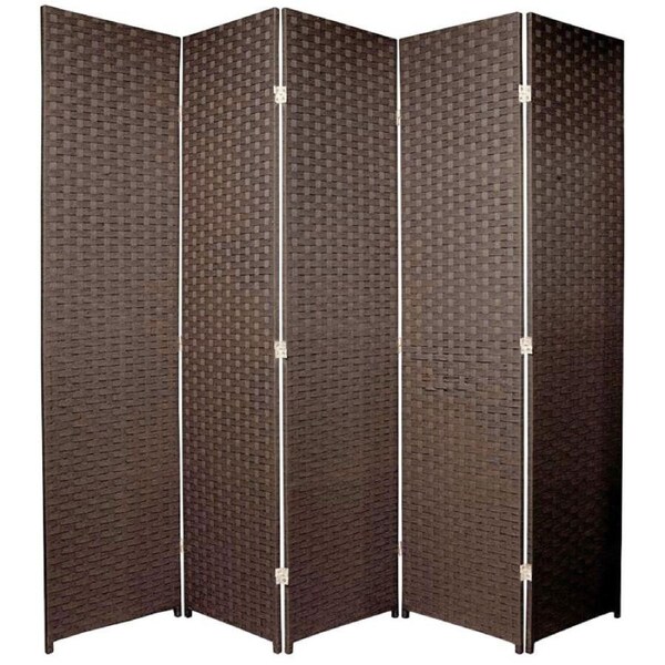 Woven Room Divider Screen Brown 5 Panel