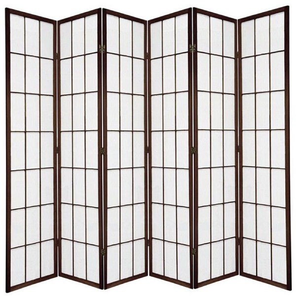 Shoji Room Divider Screen Brown 6 Panel