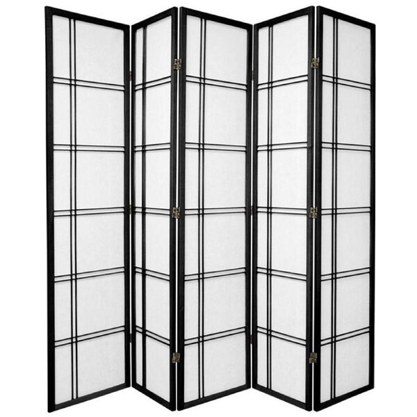 Cross Room Divider Screen Black 5 Panel