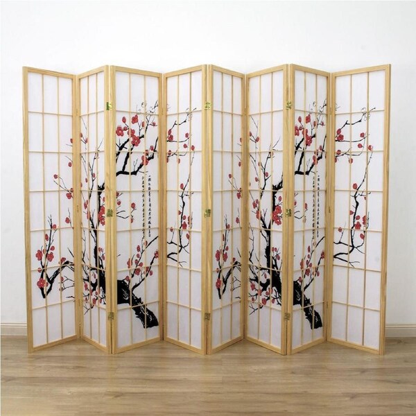 Cherry Blossom Room Divider Screen Natural 8 Panel