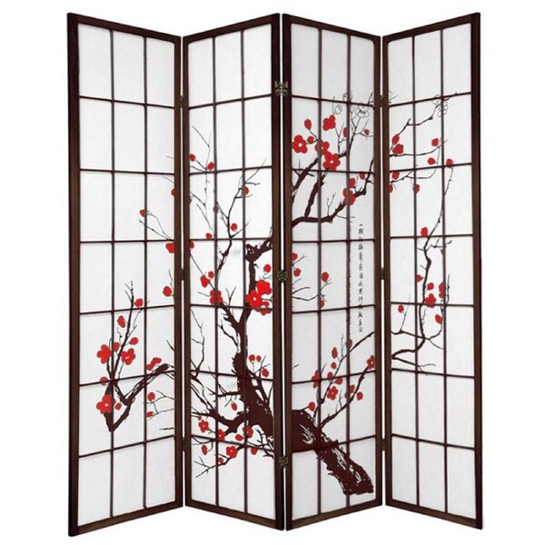 Cherry Blossom Room Divider Screen Brown 4 Panel