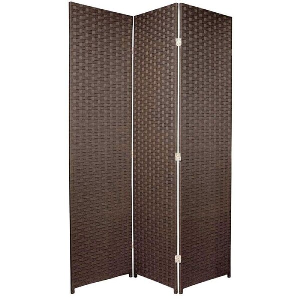 Woven Room Divider Screen Brown 3 Panel