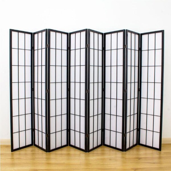 Shoji Room Divider Screen Black 8 Panel