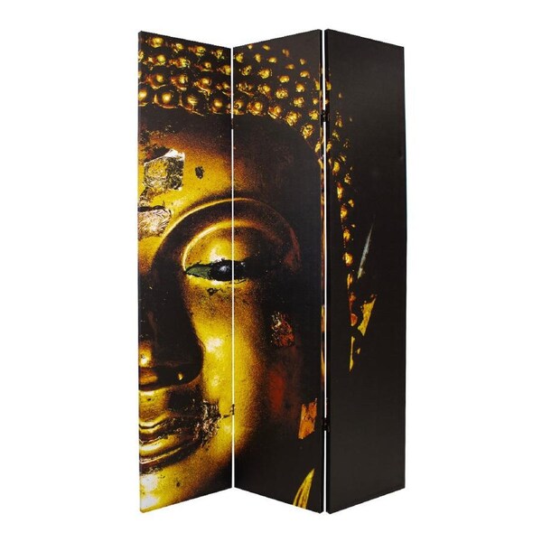 Canvas Gold Buddha Room Divider Screen