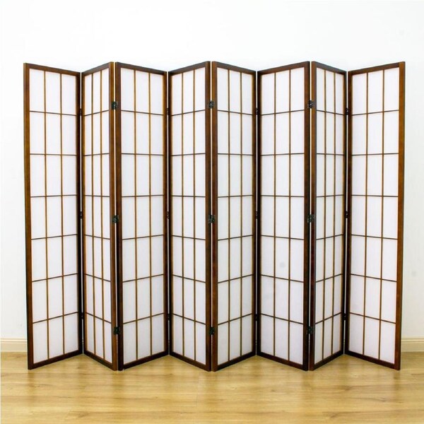 Shoji Room Divider Screen Brown 8 Panel