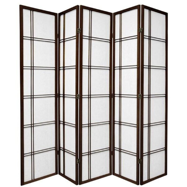 Cross Room Divider Screen Brown 5 Panel