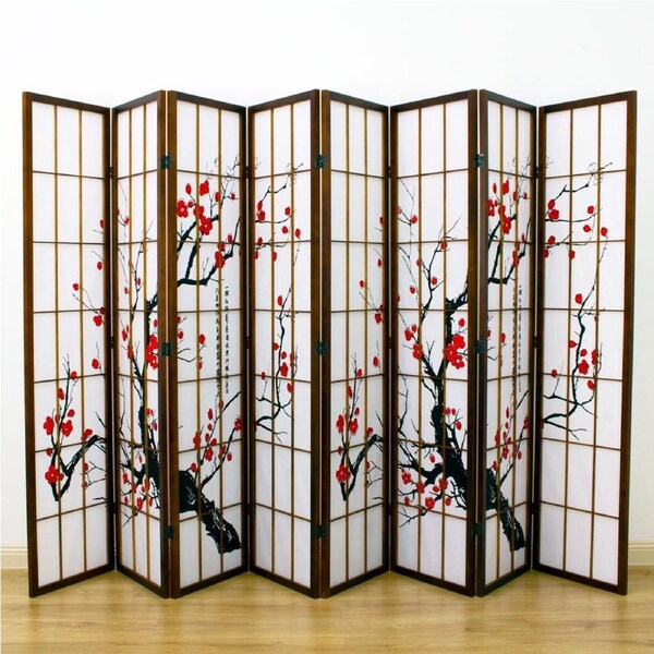 Cherry Blossom Room Divider Screen Brown 8 Panel