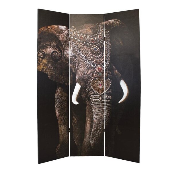 Canvas Elephant Room Divider Screen