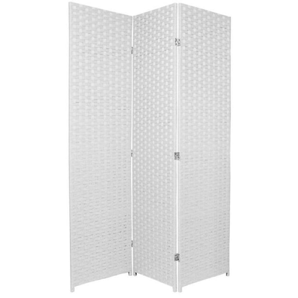 Woven Room Divider Screen White 3 Panel
