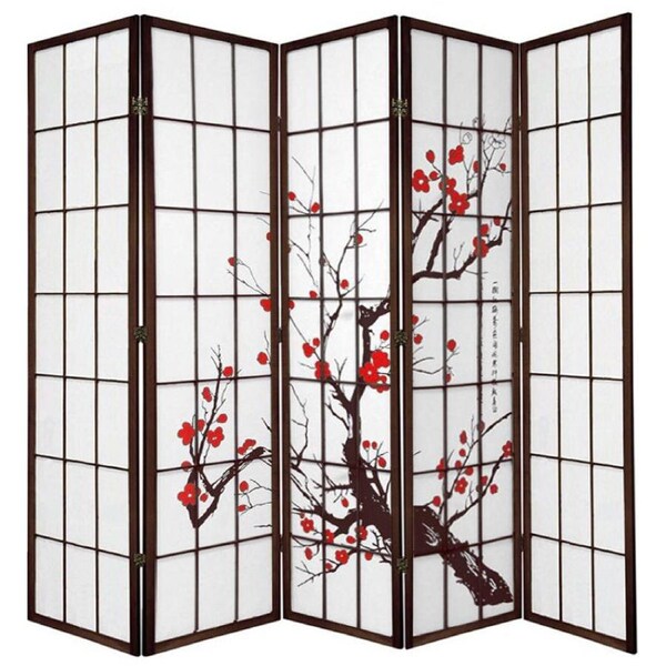 Cherry Blossom Room Divider Screen Brown 5 Panel