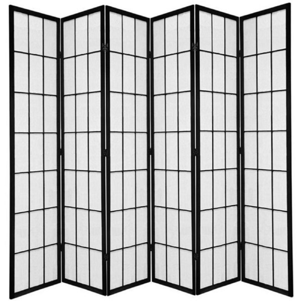 Shoji Room Divider Screen Black 6 Panel