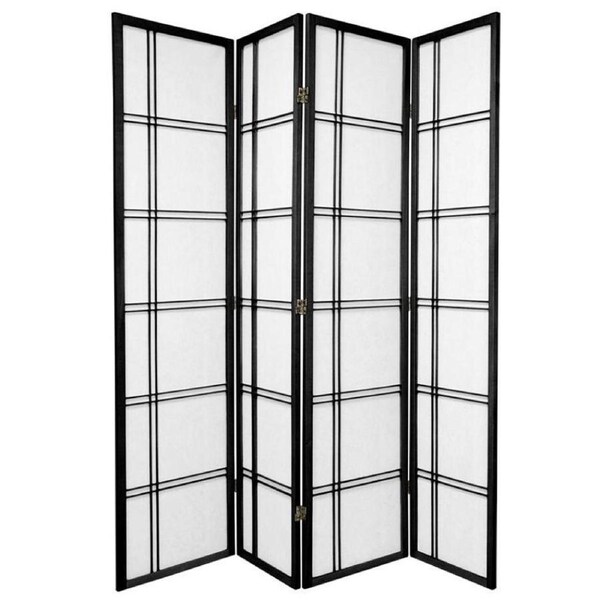 Cross Room Divider Screen Black 4 Panel