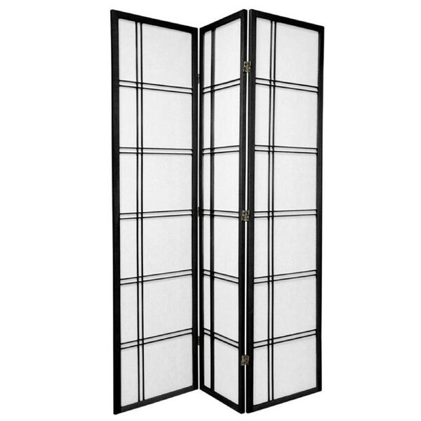 Cross Room Divider Screen Black 3 Panel