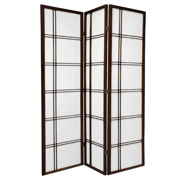 Cross Room Divider Screen Brown 3 Panel