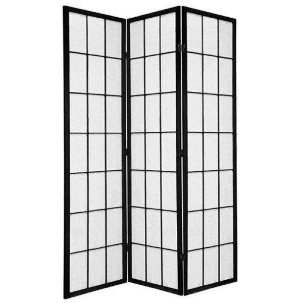Shoji Room Divider Screen Black 3 Panel